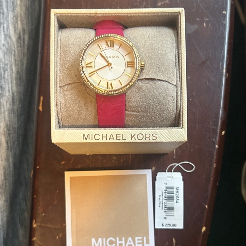 Michael Kors Gold Watch with Red Strap